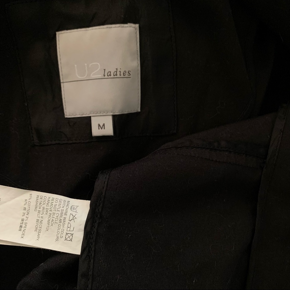 U2 Black Single Button Fitted Classic Belted Blaz… - image 13